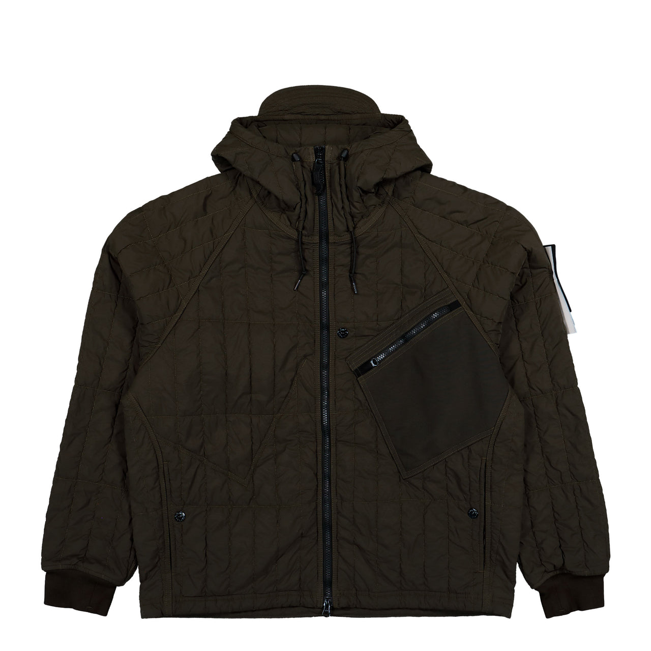 Stone Island Ultralight Nylon Quilted-TC Padded Hooded Jacket With Anti Drop Grey Jackets L2S154100015-S0418 V0078 Detail View 1 | GATE