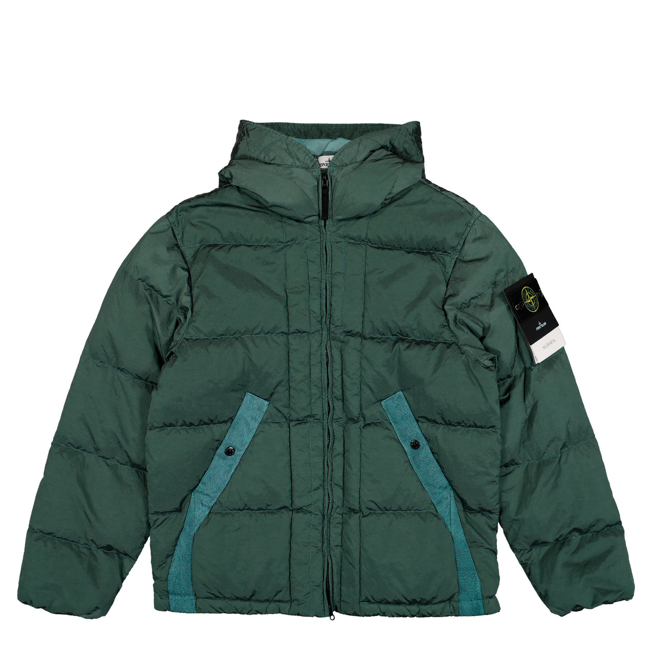 Stone Island Nylon Metal Down Jacket W Anti Drop Finish Ocean Green Jackets L2S154100019-S0019 V005T Detail View 1 | GATE