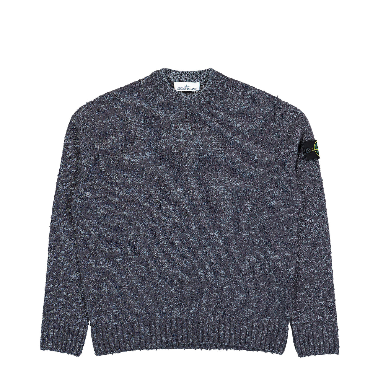 Stone Island Regular-Fit Crewneck Wool Sweater With Compass Badge Melange Lead Knits L2S155100031-S0N20 V0M62 Detail View 1 | GATE