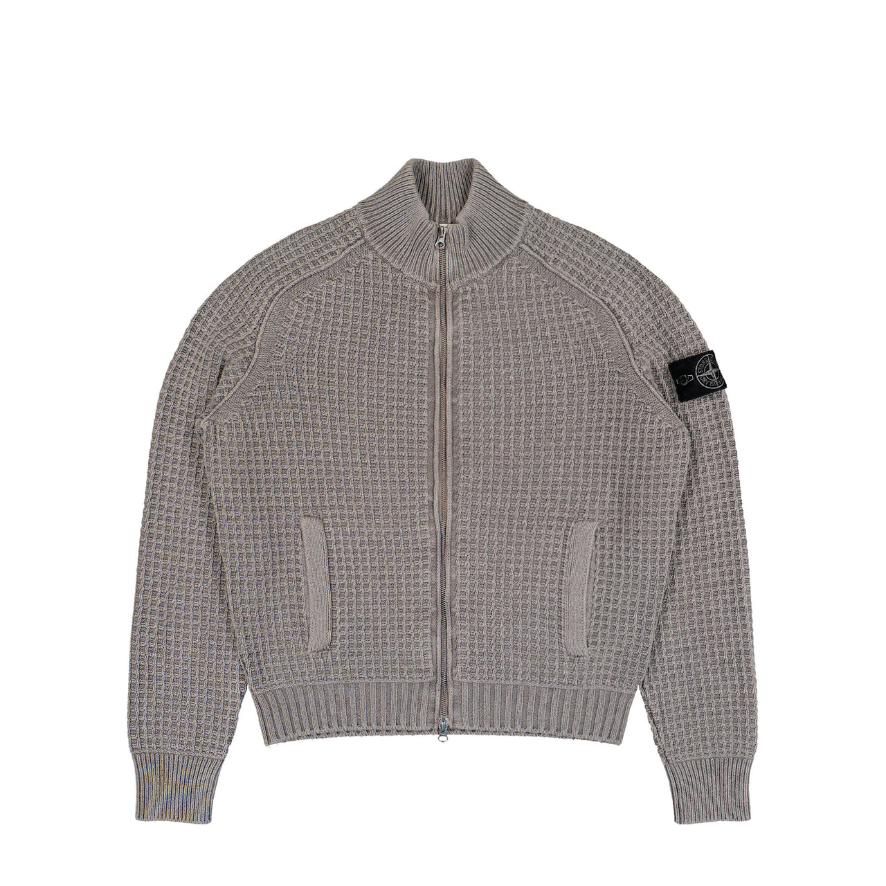 Stone Island Knitted Full-Zip Cardigan Grey Cardigans L2S155100034-S00TC V0060 Detail View 1 | GATE