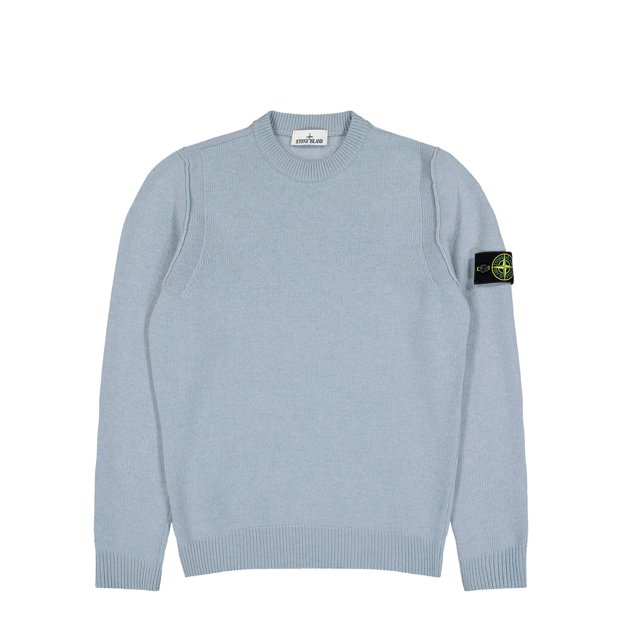 Stone Island Lambswool Crewneck Jumper W Ribbed Trims Ash Grey Sweatshirts L2S155100072-S00A3 V0049 Detail View 1 | GATE