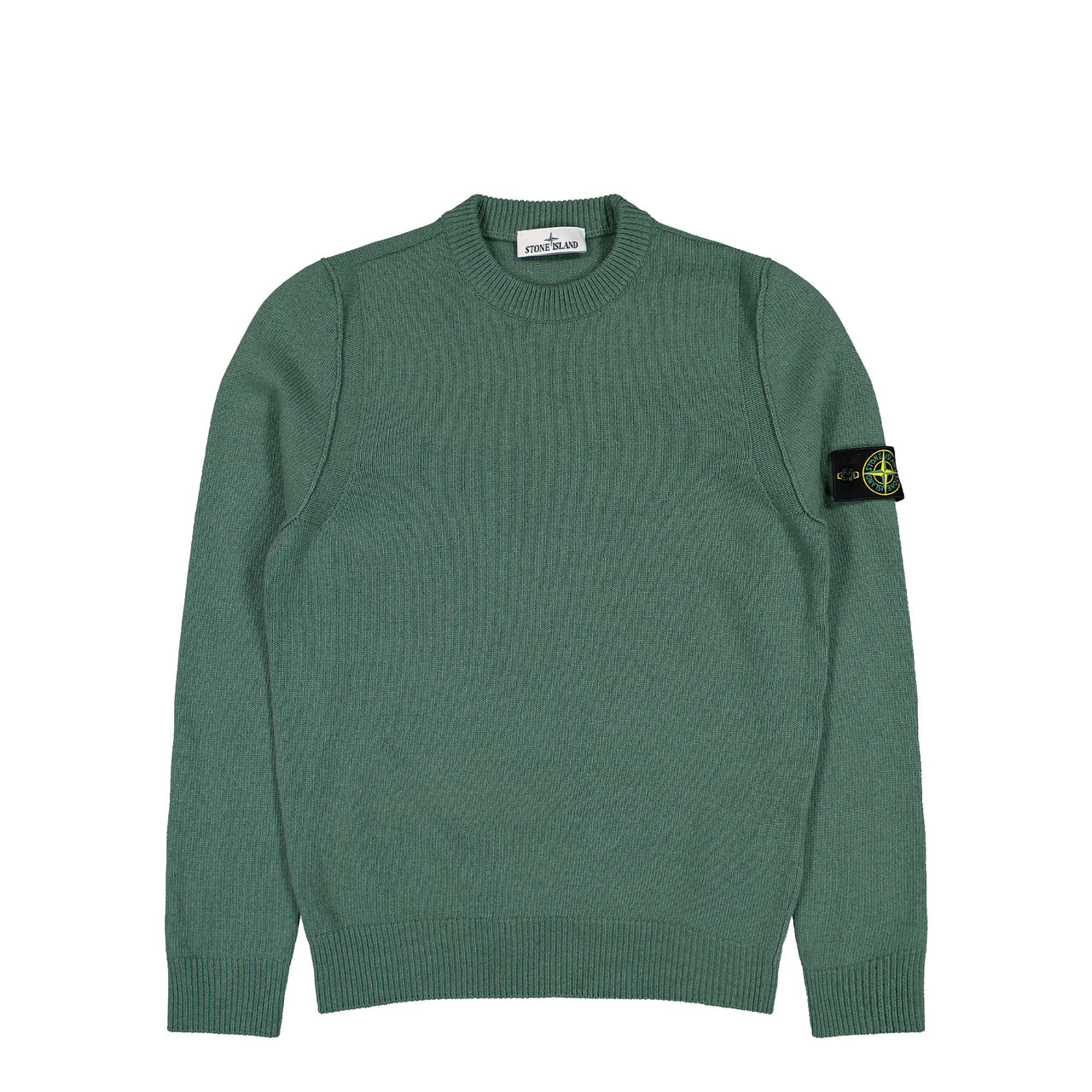 Stone Island Lambswool Crewneck Jumper W Ribbed Trims Ocean Green Sweatshirts L2S155100072-S00A3 V005T Detail View 1 | GATE