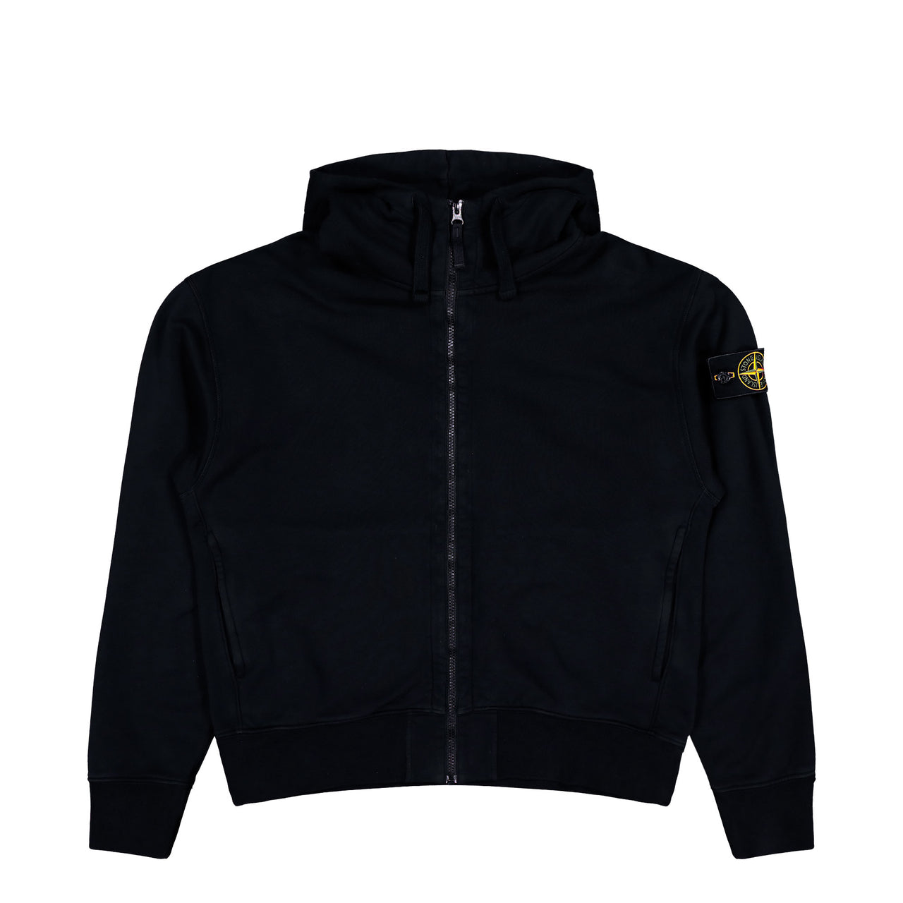 Stone Island Oversized Zip-Up Hooded Sweatshirt With Pockets Black Hoodies L2S156100009-S0051 V0029 Detail View 1 | GATE