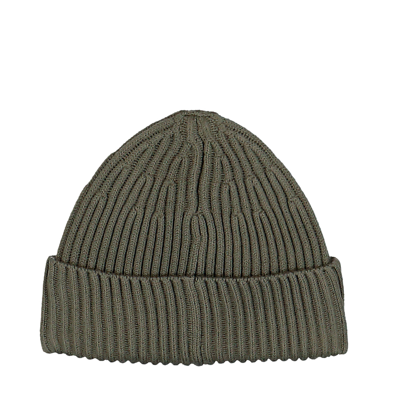 Stone Island Ribbed Knit Beanie With Compass Logo Patch Military Green Beanies L2S15N100002-S00C3 V005G Detail View 1 | GATE
