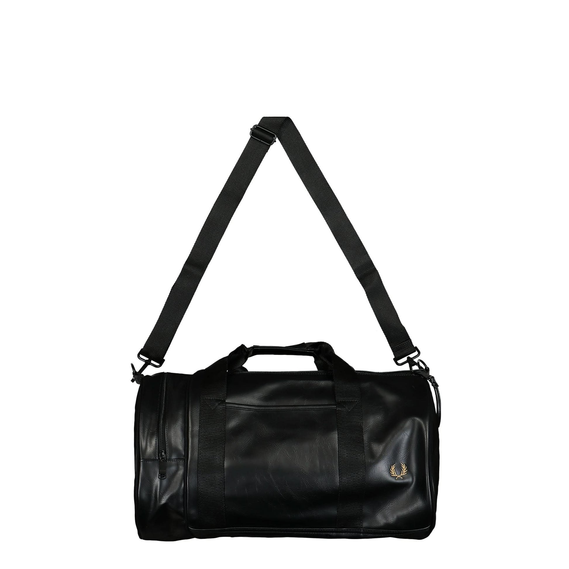 Fred Perry Tonal PU Barrel Bag Black Detail view 1 | Gate