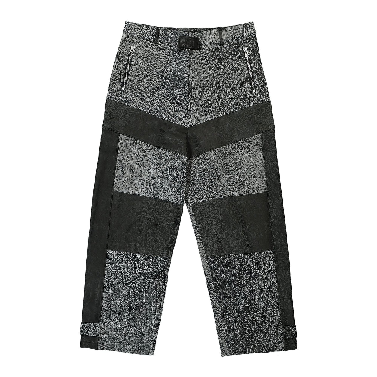 GATE Panelled Wide Leather Pants Black Detail view 1 | Gate