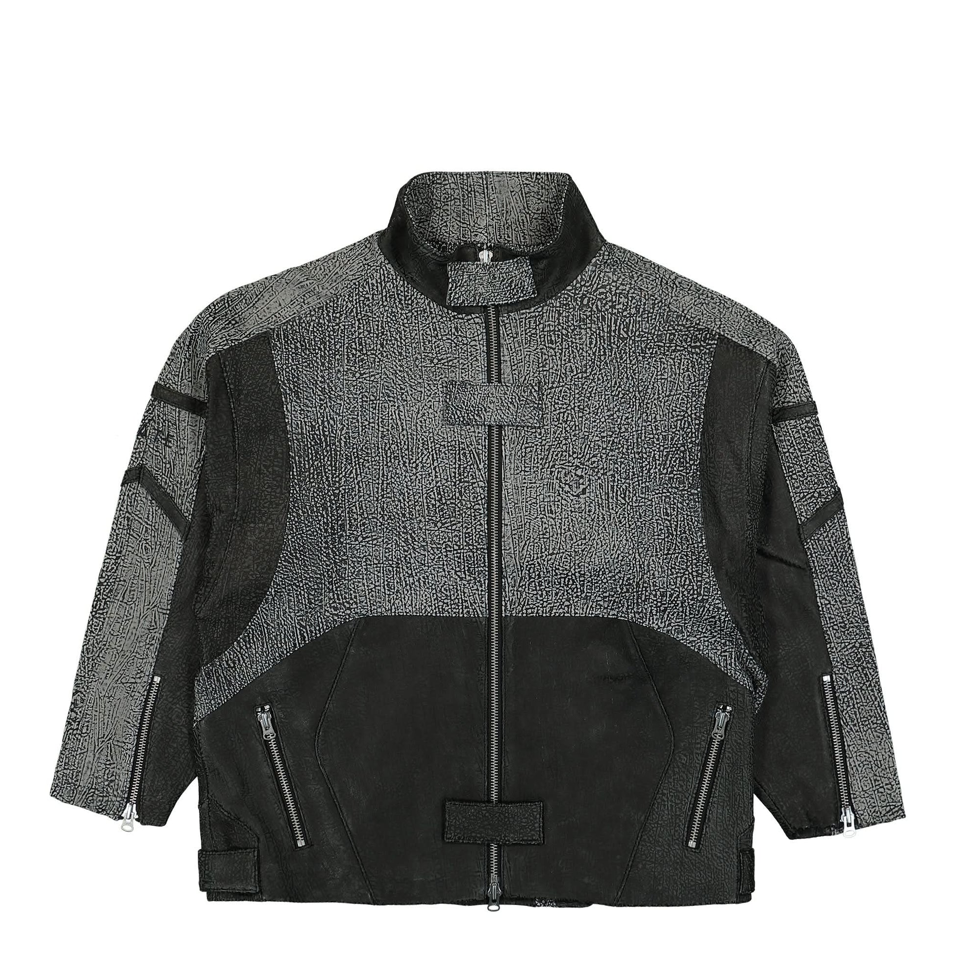 GATE Panelled Hooded Leather Jacket Black Detail view 1 | Gate
