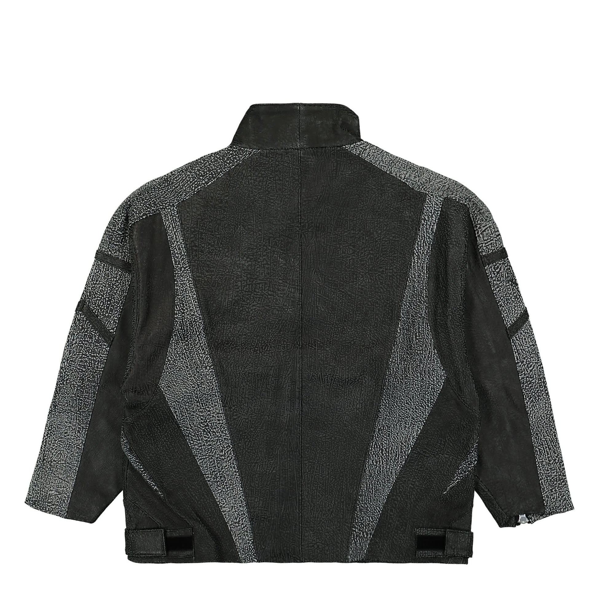 GATE Panelled Hooded Leather Jacket Black Detail view 2 | Gate