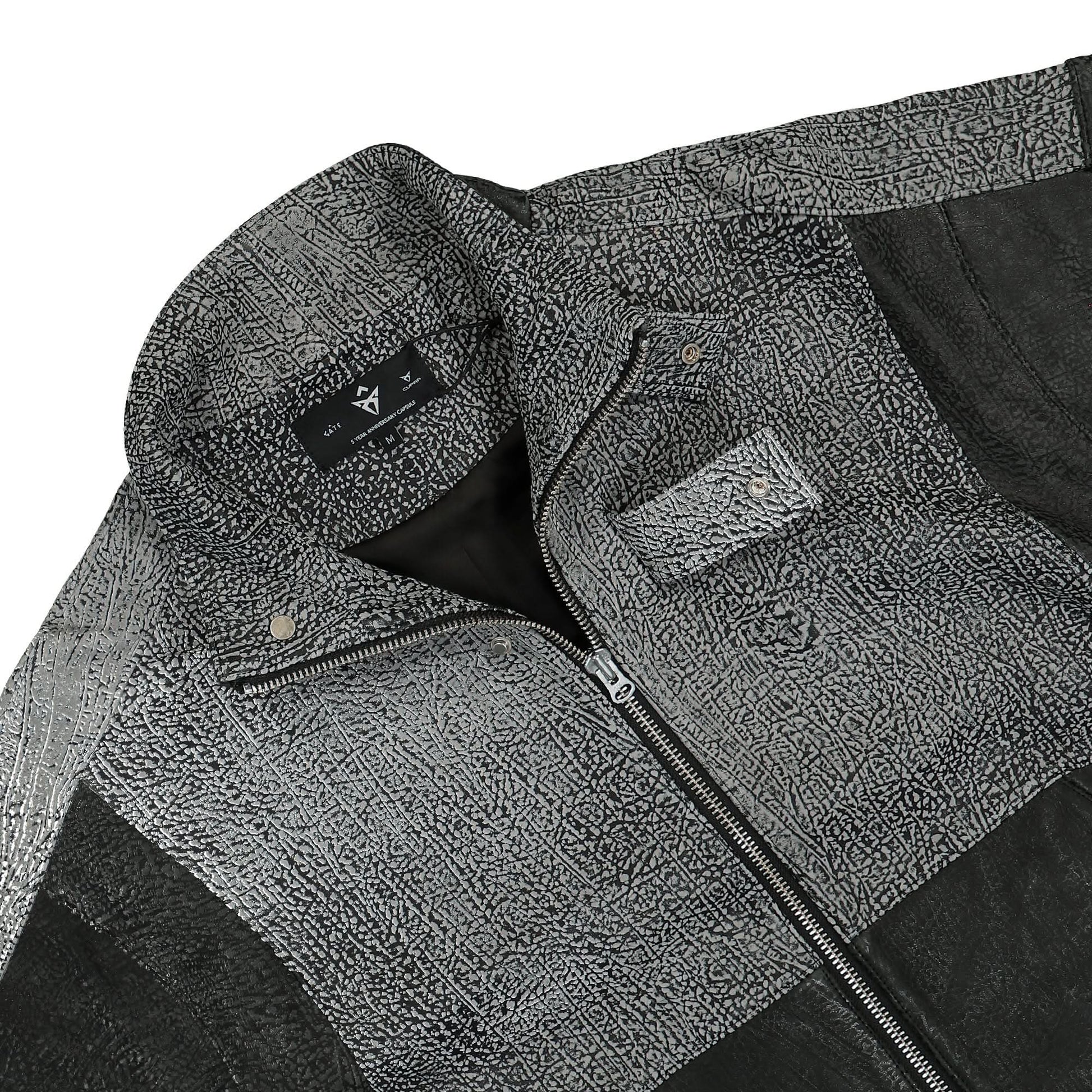 GATE Panelled Hooded Leather Jacket Black Detail view 3 | Gate