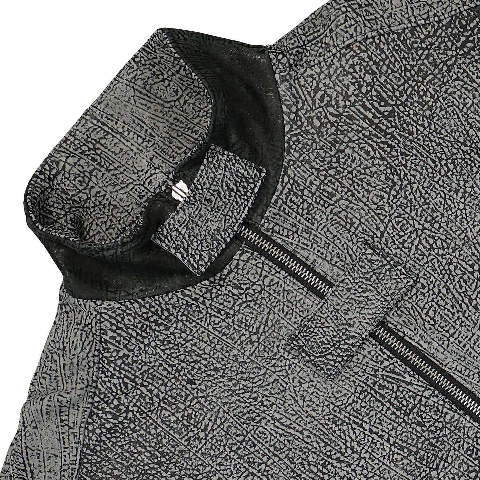 GATE Panelled Hooded Leather Jacket Black Detail view 4 | Gate