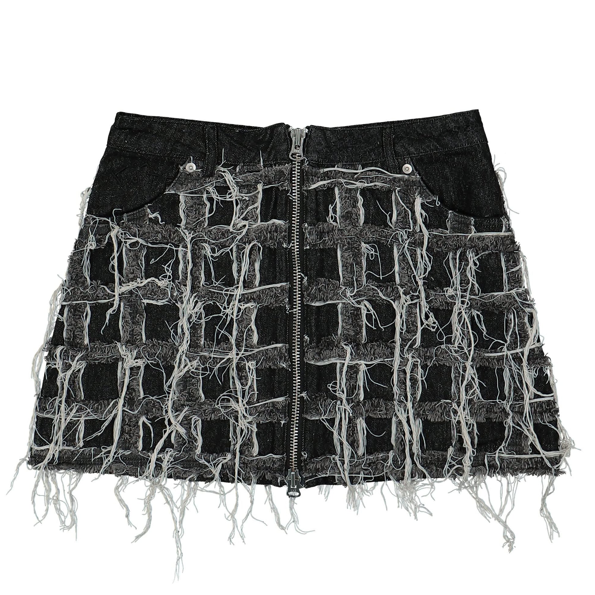 GATE Patchwork Mini Skirt Black Detail view 1 | Gate