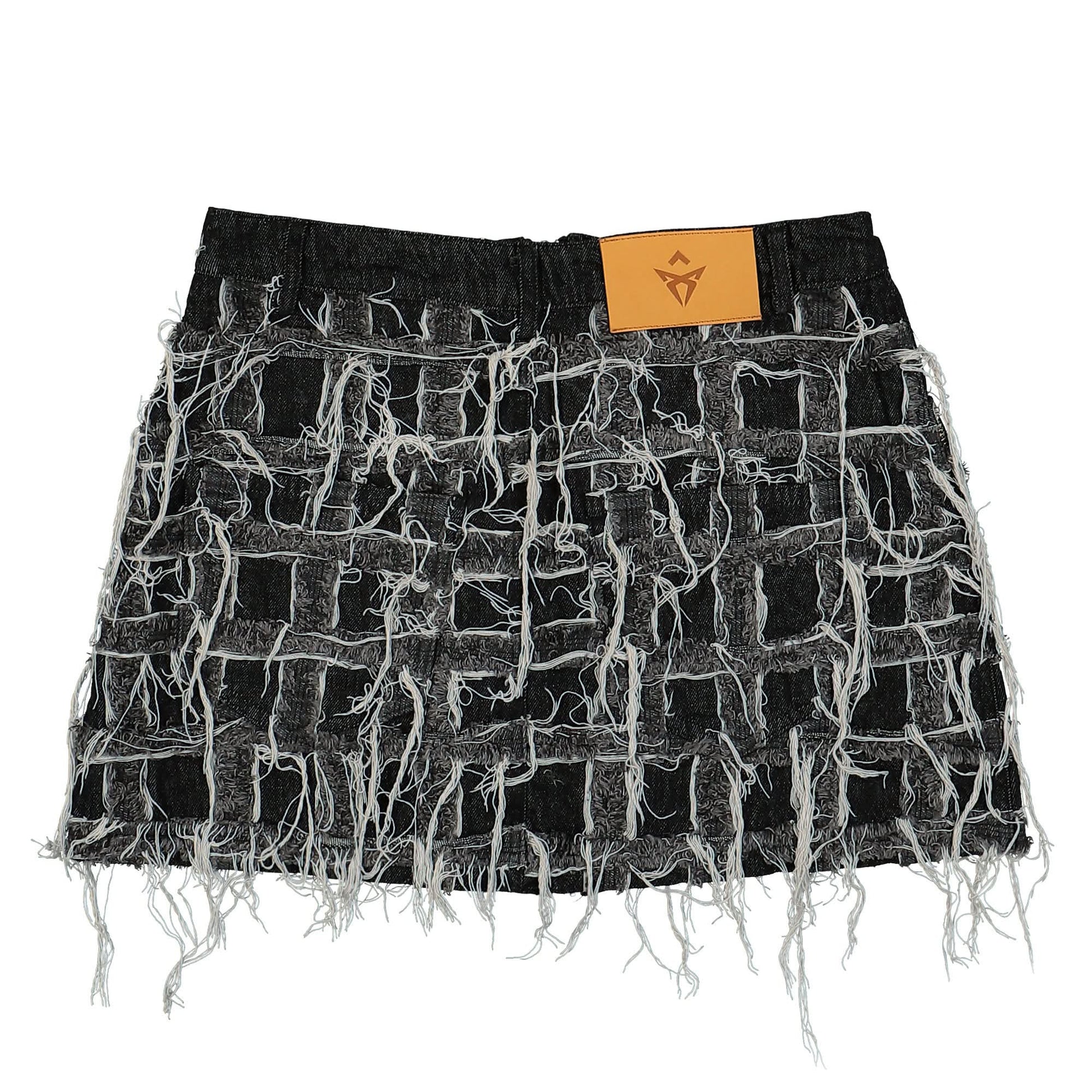 GATE Patchwork Mini Skirt Black Detail view 2 | Gate