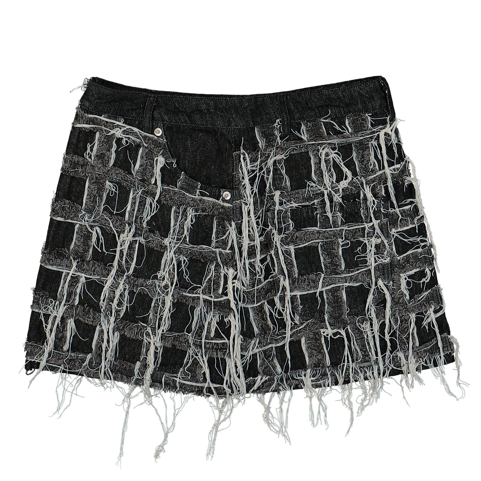 GATE Patchwork Mini Skirt Black Detail view 3 | Gate