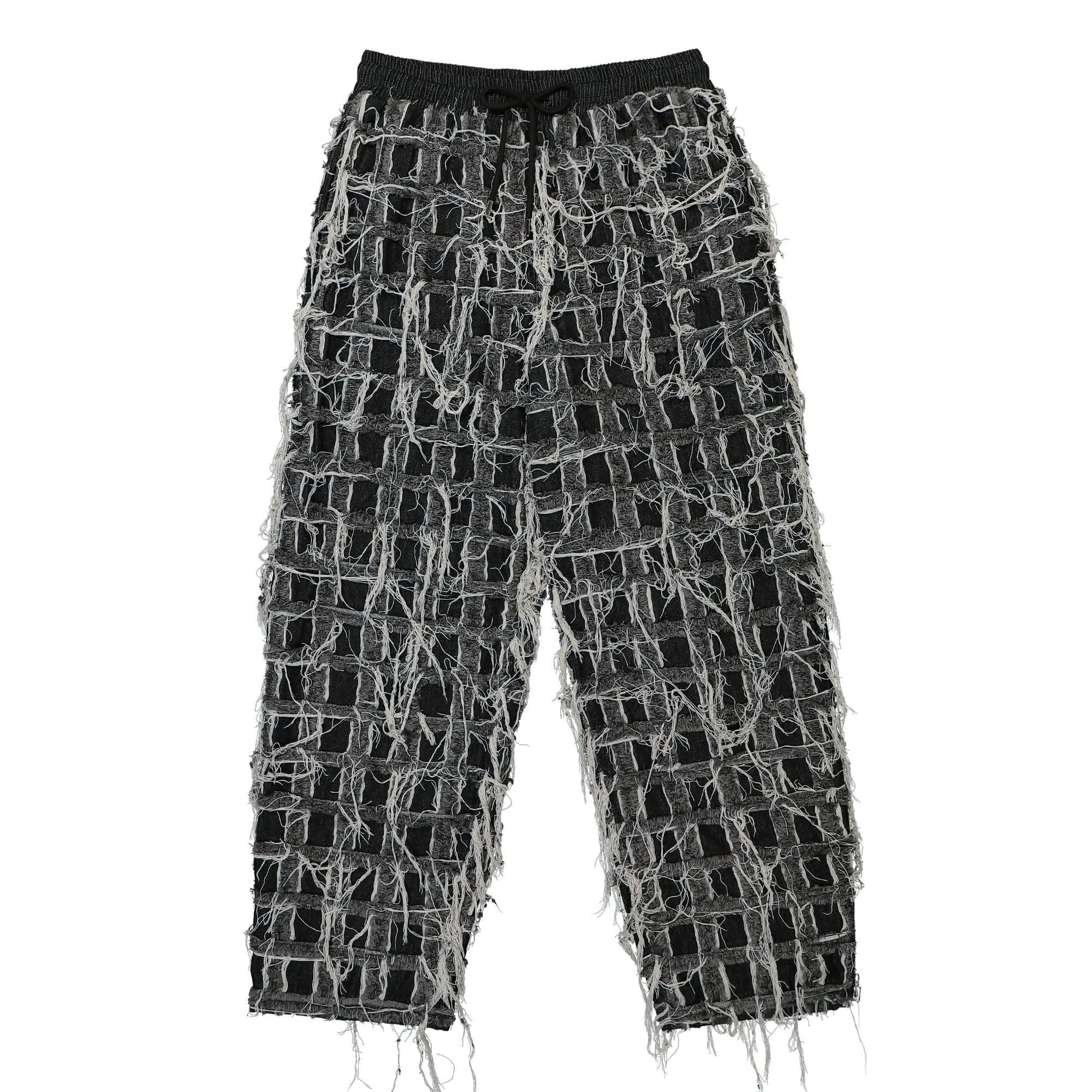 GATE Denim Patchwork Track Pants Black Detail view 1 | Gate