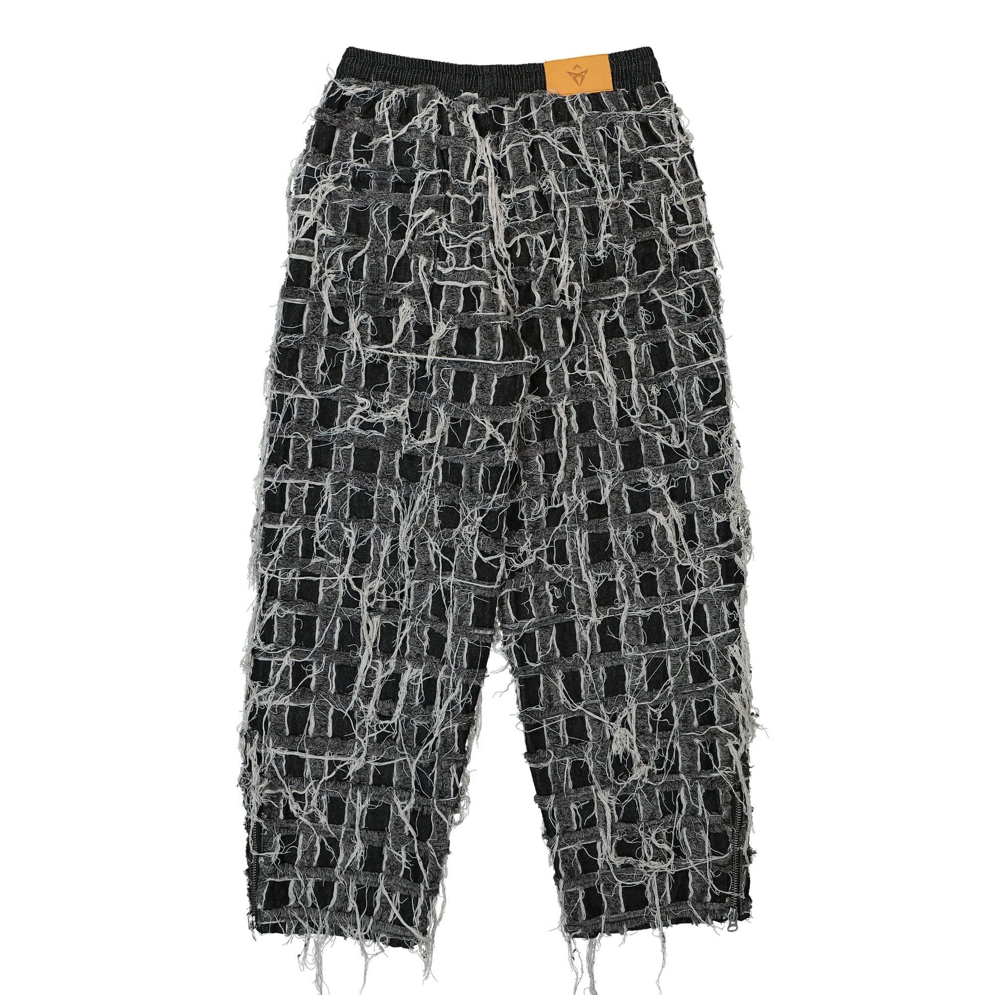 GATE Denim Patchwork Track Pants Black Detail view 2 | Gate