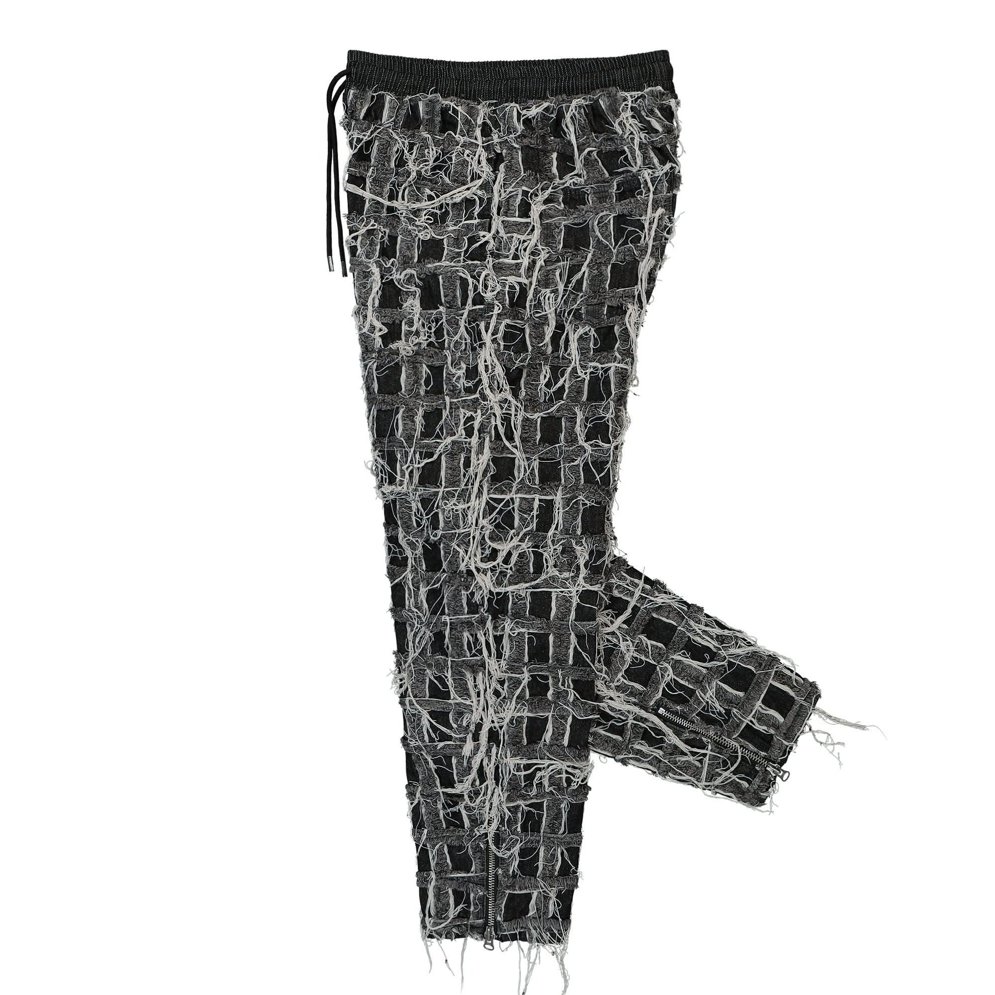 GATE Denim Patchwork Track Pants Black Detail view 3 | Gate