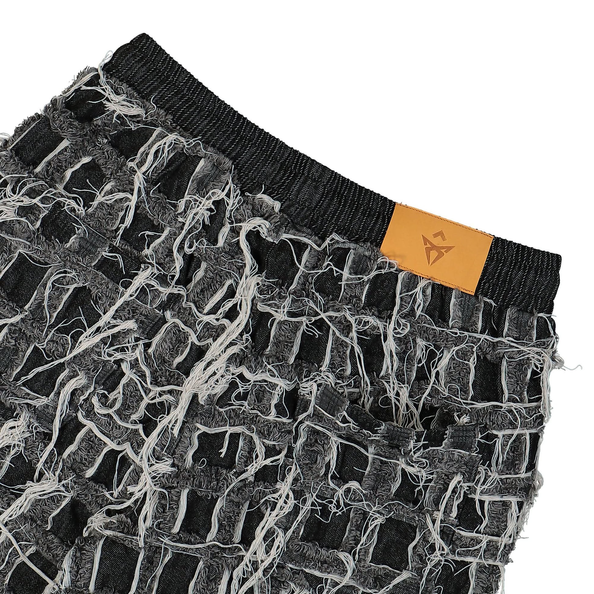 GATE Denim Patchwork Track Pants Black Detail view 5 | Gate
