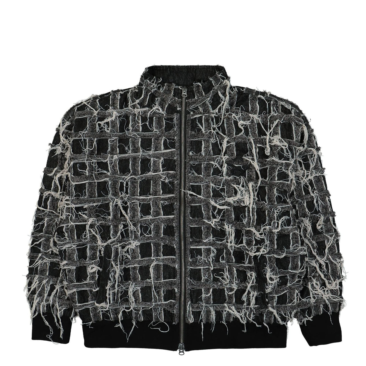 GATE Denim Patchwork Track Top Black Detail view 1 | Gate