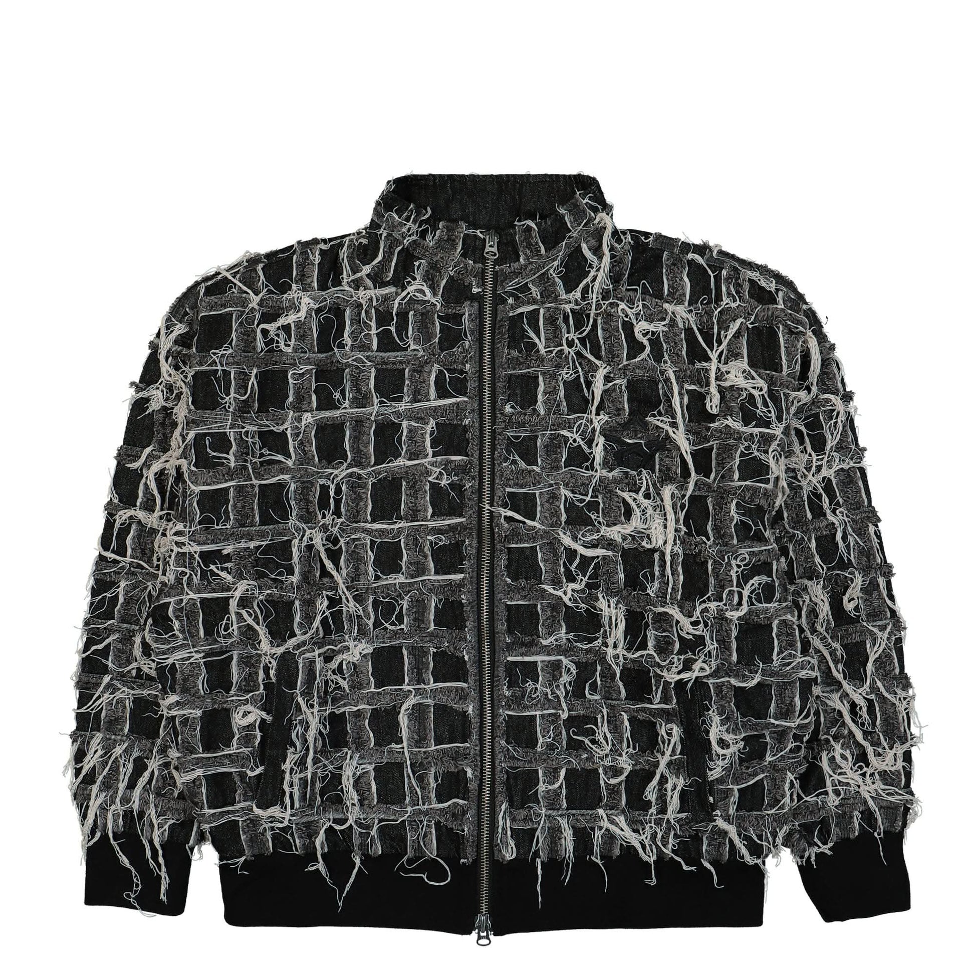 GATE Denim Patchwork Track Top Black Detail view 1 | Gate