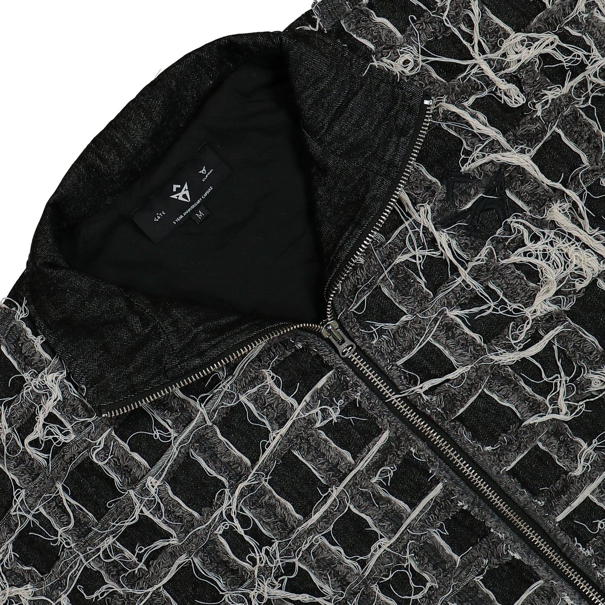 GATE Denim Patchwork Track Top Black Detail view 3 | Gate