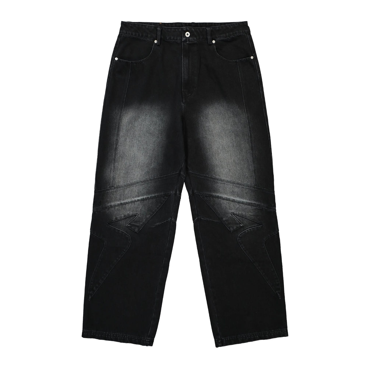 GATE Washed Panelled Denim Black Detail view 1 | Gate