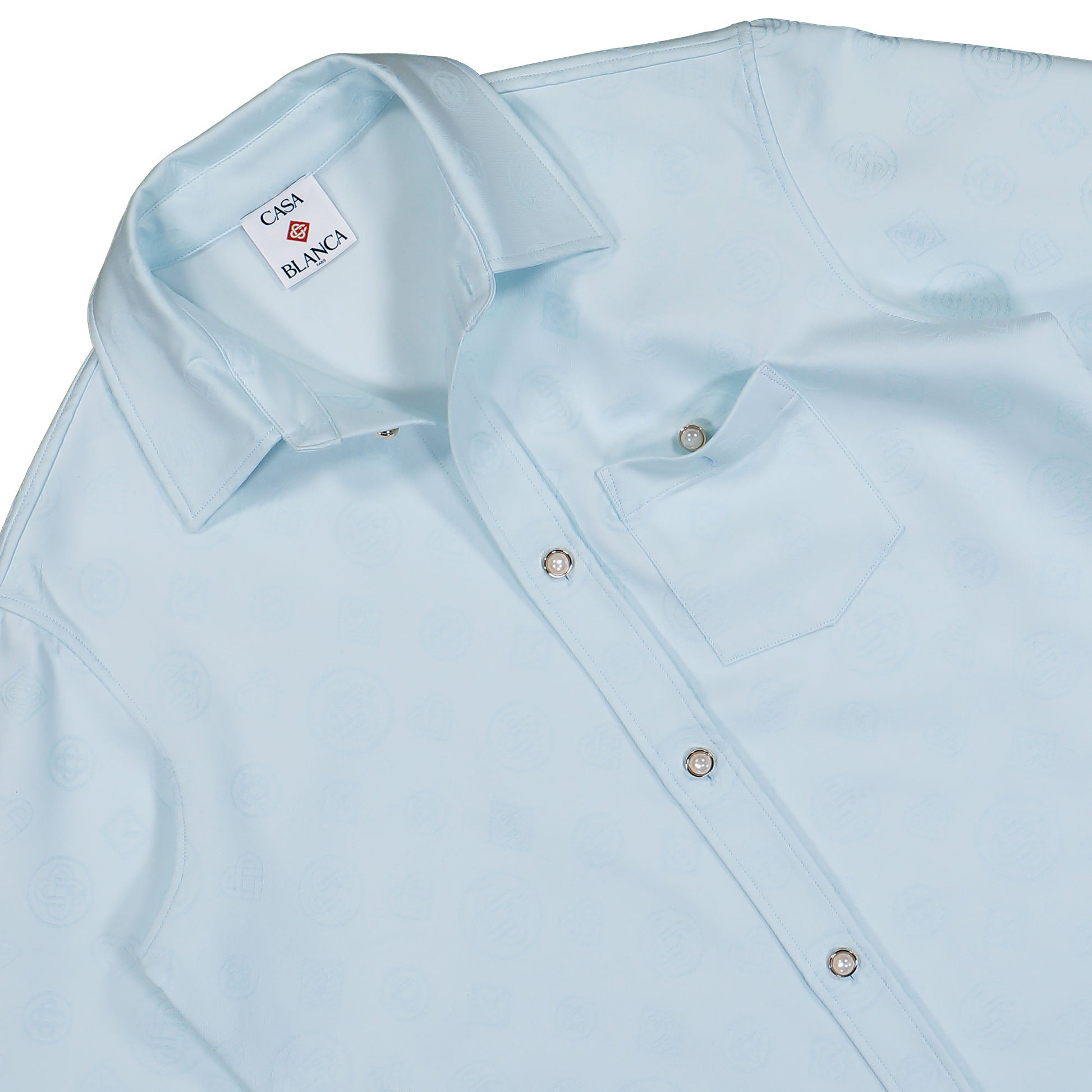 Casablanca Monogram Shirt Pale Blue Shirts M-AW25-JK-419-01 Detail View 3 | GATE
