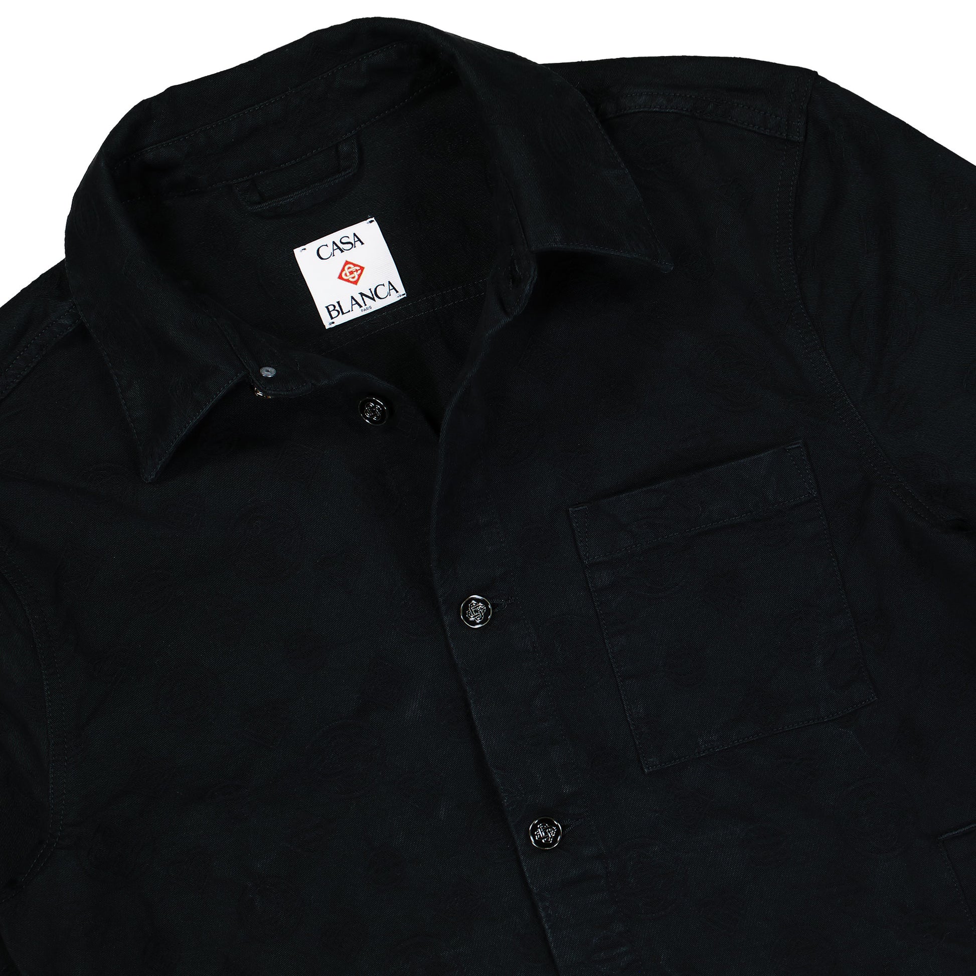Casablanca Denim Monogram Shacket Black Jackets M-AW25-JK-420-01 Detail View 3 | GATE