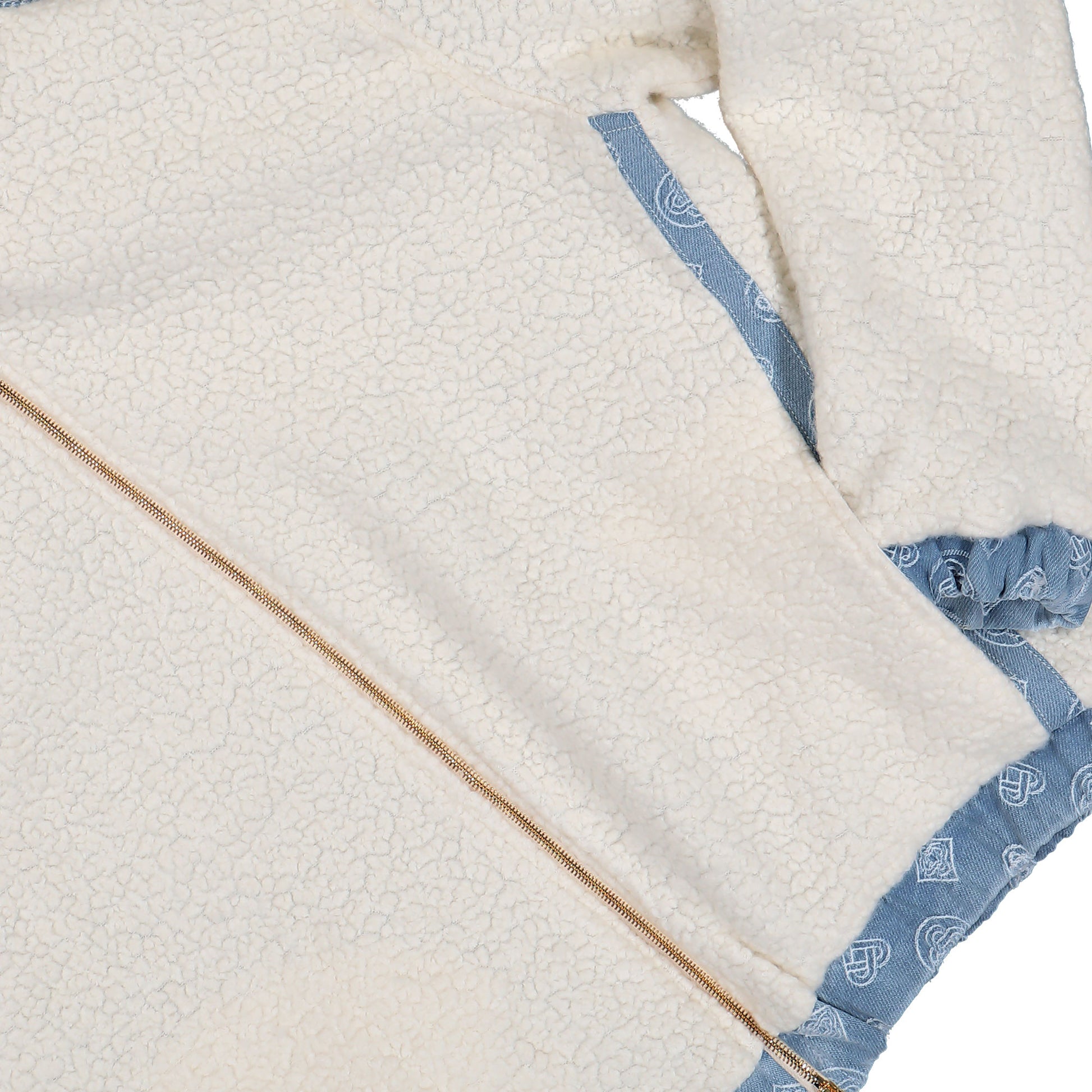 Casablanca Cashmere Terry Denim Reversible Jacket Bleached Monogram Denim Jackets M-AW25-JTP-429-01 Detail View 6 | GATE