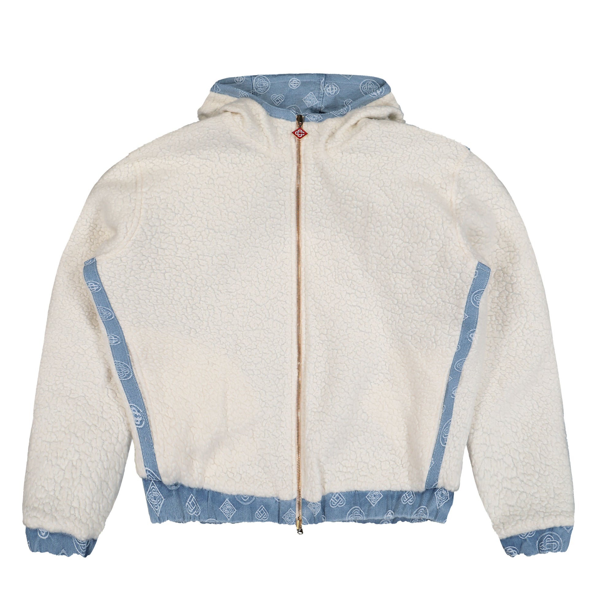 Casablanca Cashmere Terry Denim Reversible Jacket Bleached Monogram Denim Jackets M-AW25-JTP-429-01 Detail View 7 | GATE