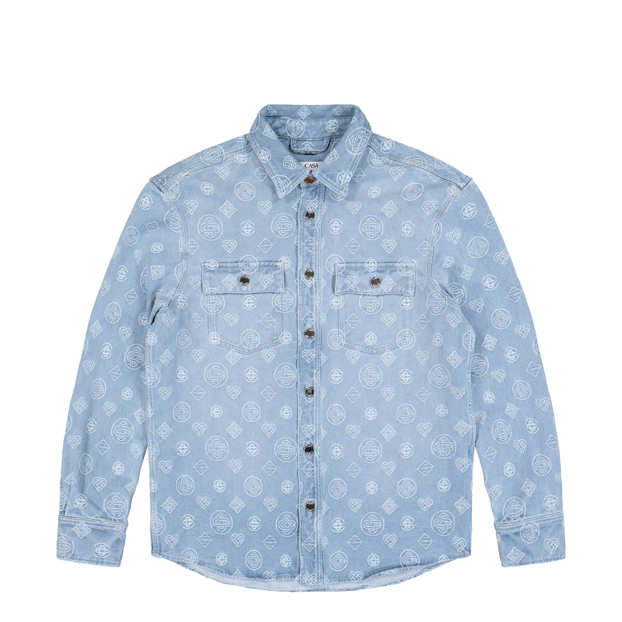 Casablanca Denim Monogram Shirt Bleached Monogram Denim Shirts M-AW25-SH-189-01 Detail View 1 | GATE