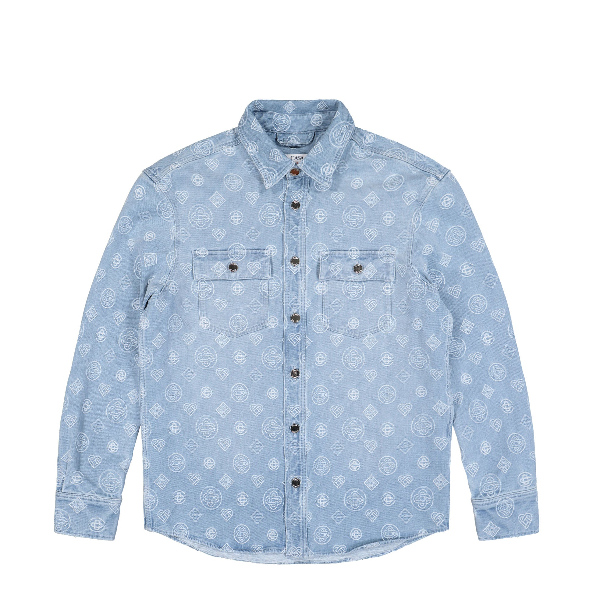 Casablanca Denim Monogram Shirt Bleached Monogram Denim Shirts M-AW25-SH-189-01 Detail View 1 | GATE