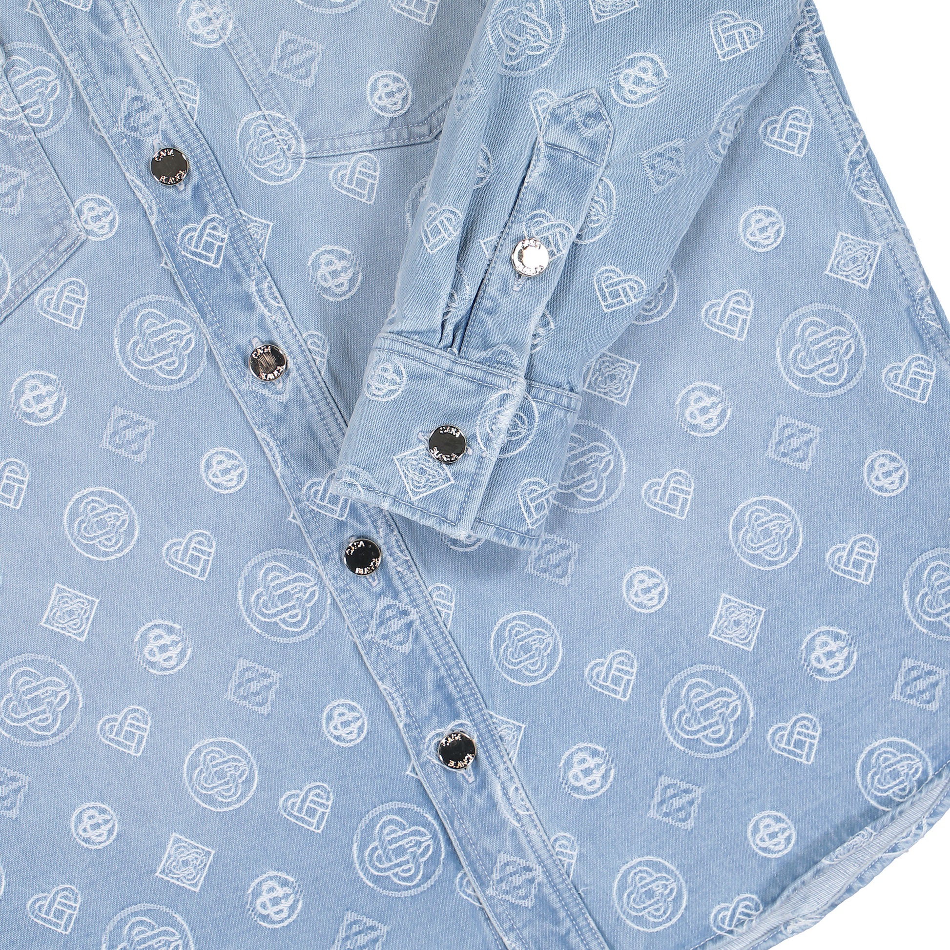 Casablanca Denim Monogram Shirt Bleached Monogram Denim Shirts M-AW25-SH-189-01 Detail View 4 | GATE