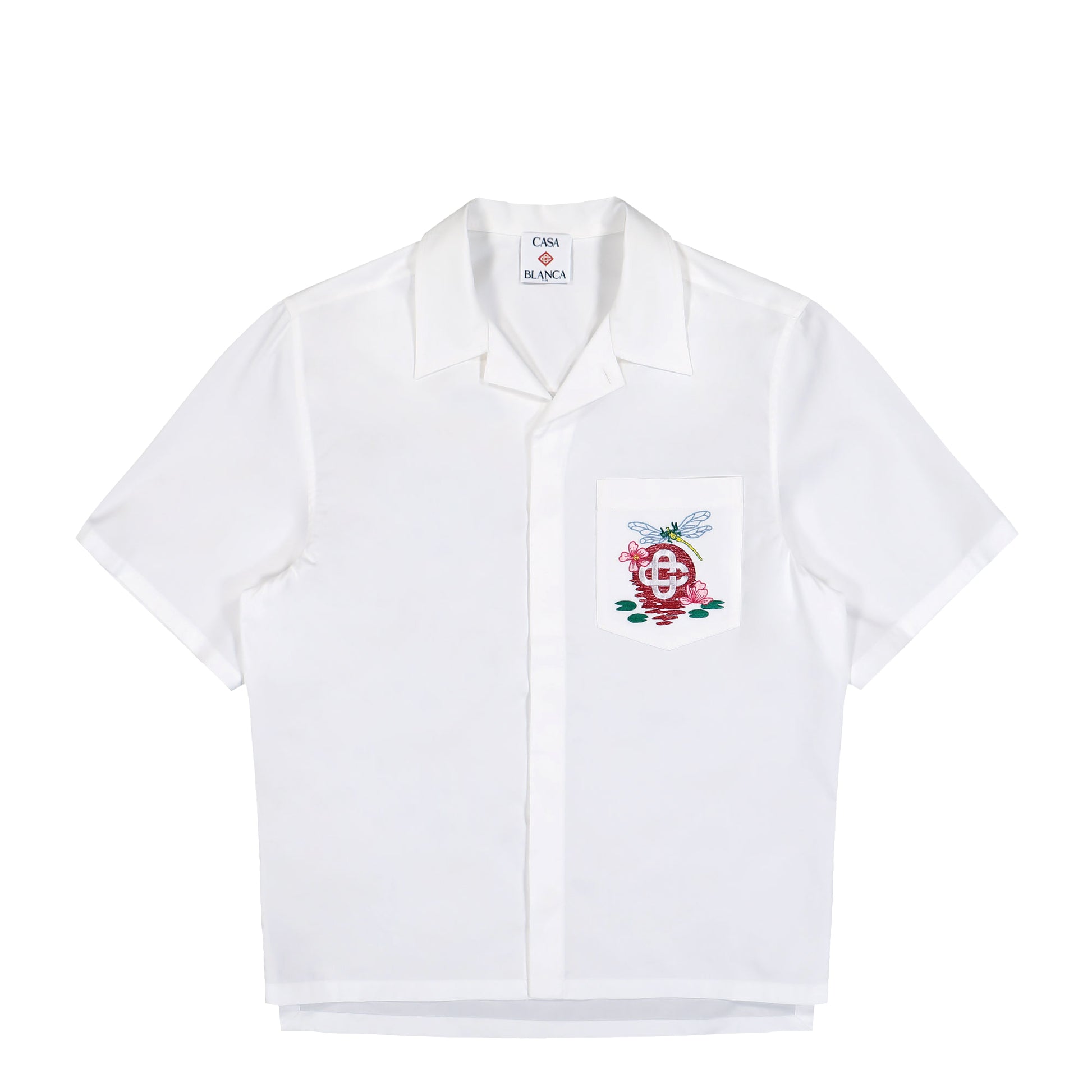 Casablanca Embroidered Monogram Short Sleeve Shirt Dragonfly Floral Shirts M-AW25-SH-209-01 Detail View 1 | GATE