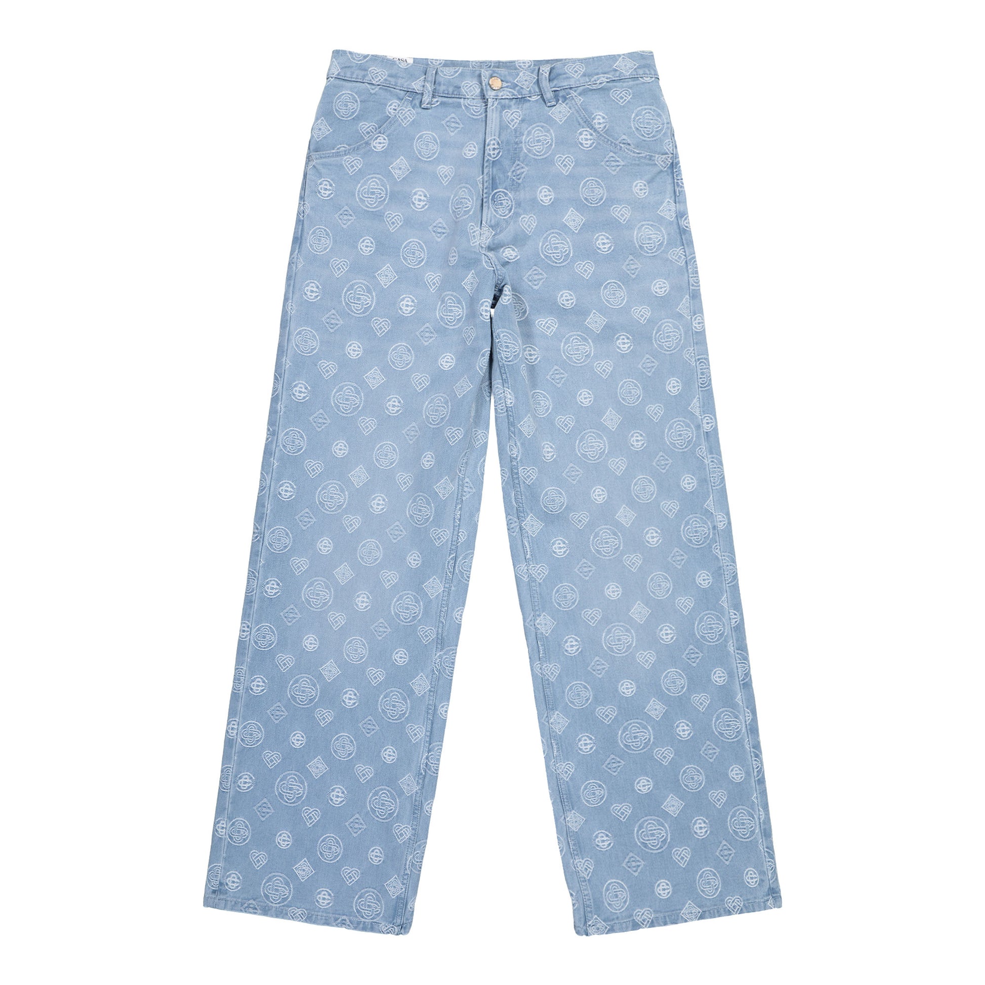 Casablanca Relaxed Fit Monogram Jeans Bleached Monogram Denim Denim M-AW25-TR-356-01 Detail View 1 | GATE