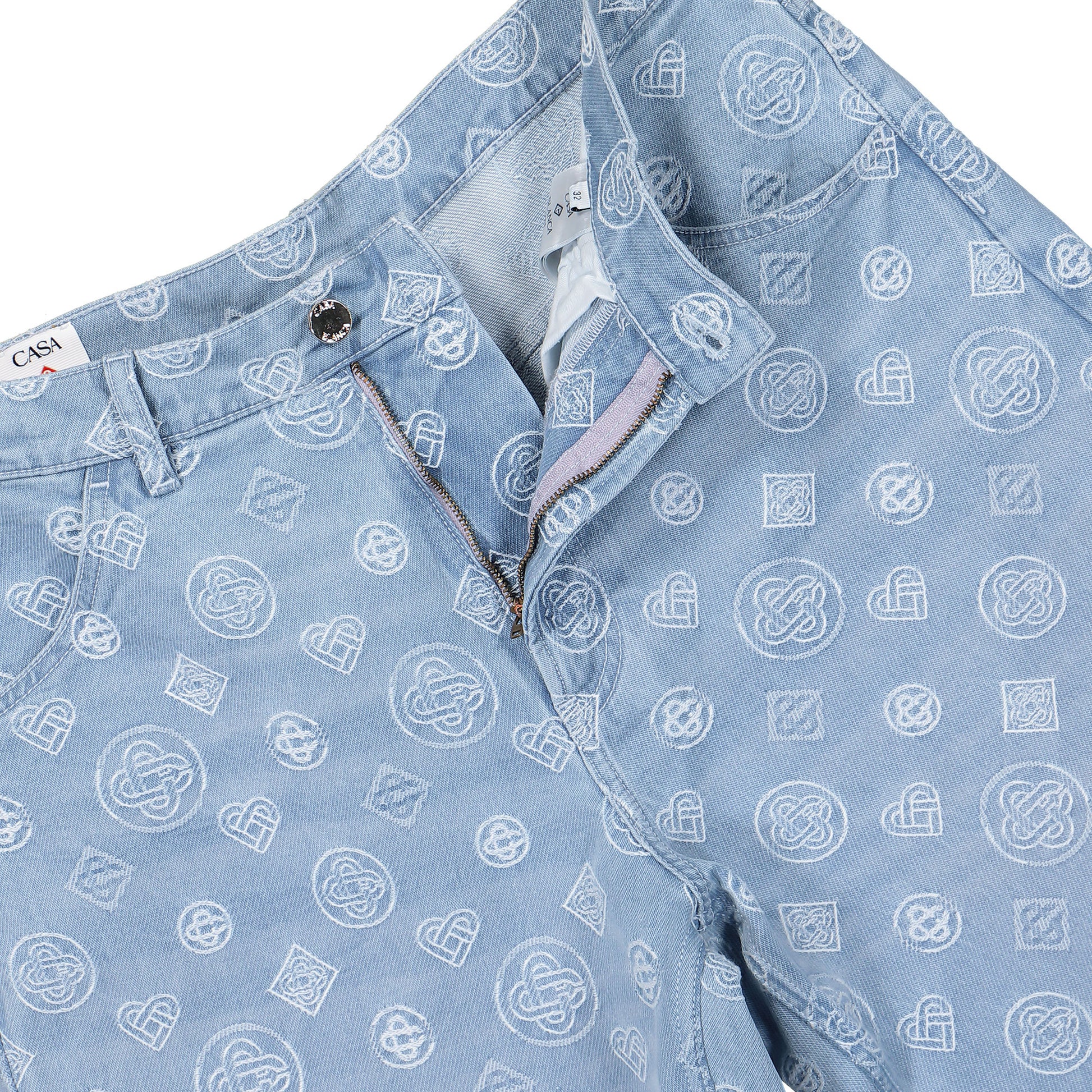 Casablanca Relaxed Fit Monogram Jeans Bleached Monogram Denim Denim M-AW25-TR-356-01 Detail View 4 | GATE