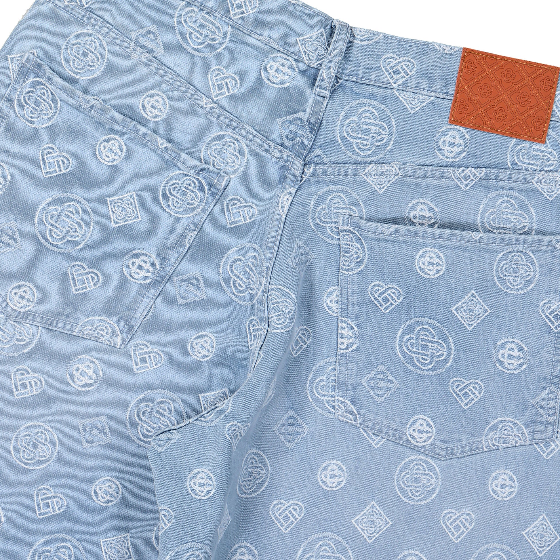 Casablanca Relaxed Fit Monogram Jeans Bleached Monogram Denim Denim M-AW25-TR-356-01 Detail View 5 | GATE