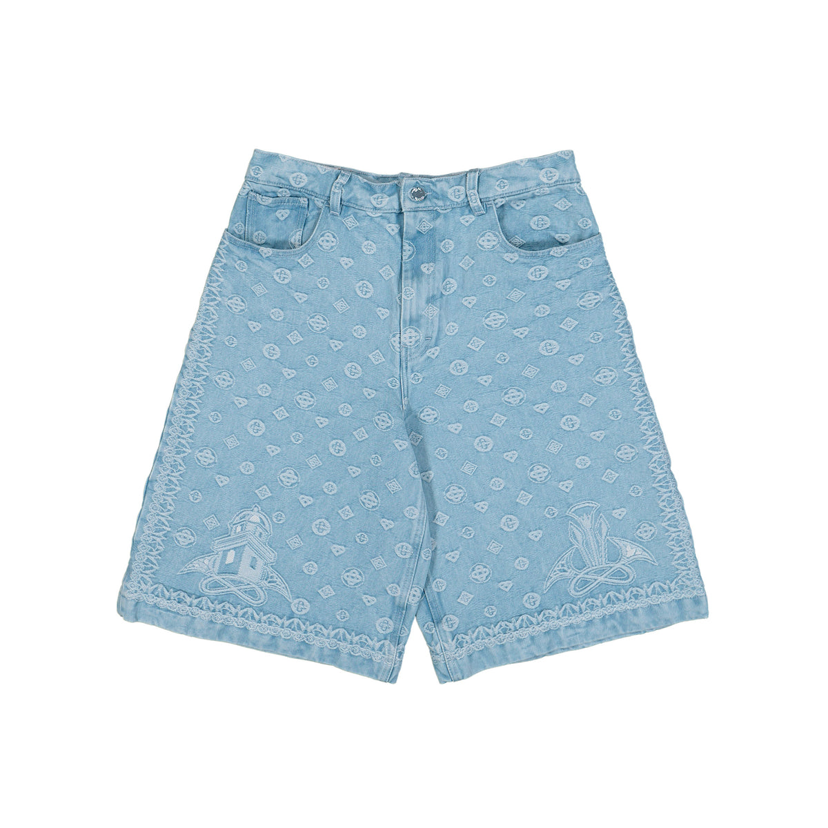 Casablanca Carpet Jacquard Baggy Denim Shorts Light Blue Carpet Jacquard Shorts M-AW26-DN-027-01 Detail View 1 | GATE