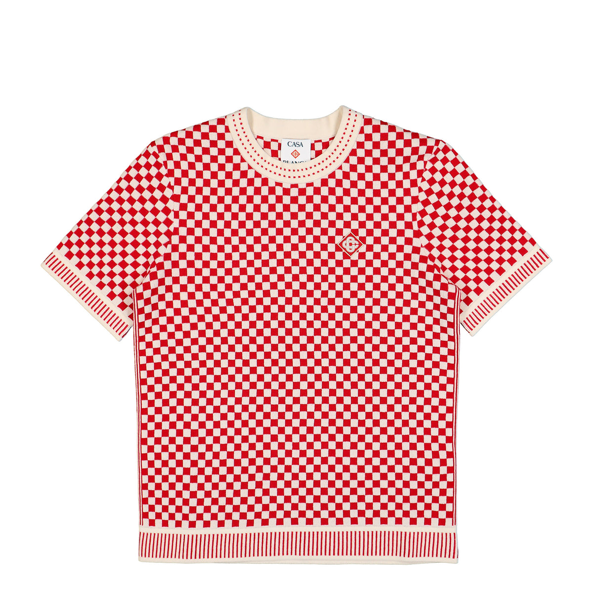 Casablanca Check Tee Red / White T-Shirts M-AW26-KW-1472-02 Detail View 1 | GATE