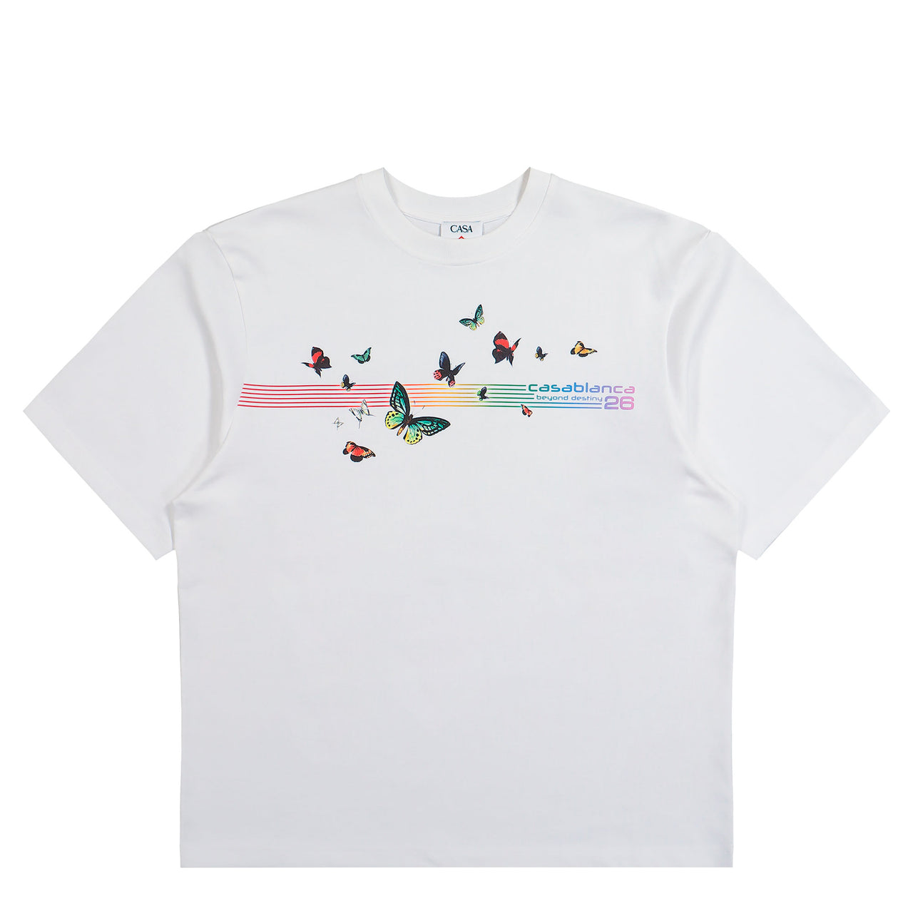 Casablanca Butterfly Oversized T-Shirt White / Multicolor T-Shirts M-SP26-JTS-044-01 Detail View 1 | GATE