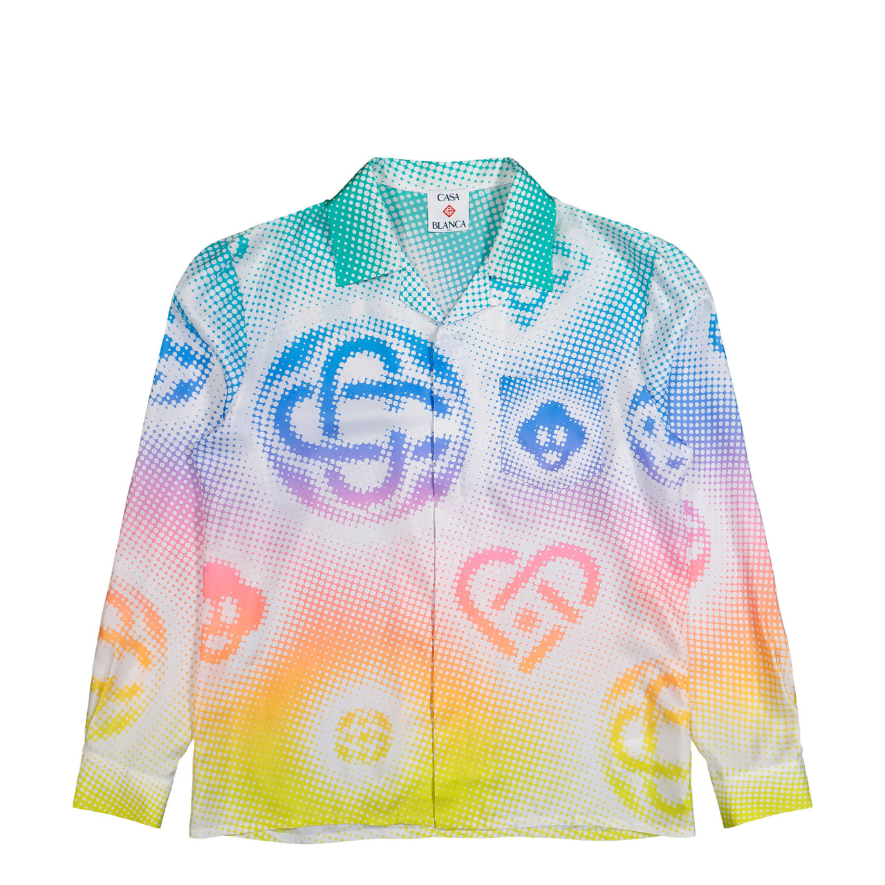 Casablanca Halftone Logo Cuban Collar LS Shirt Halftone Repeats Logo Shirts M-SP26-SH-006-03 Detail View 1 | GATE