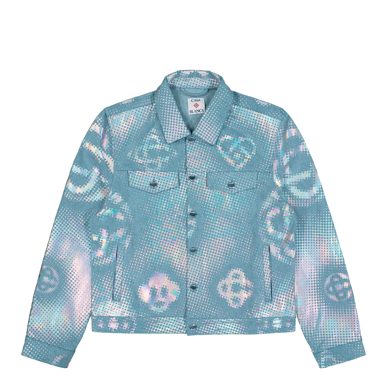 Casablanca Pearlescent Monogram Denim Jacket Monogram Jackets M-SS26-JK-470-01 Detail View 1 | GATE
