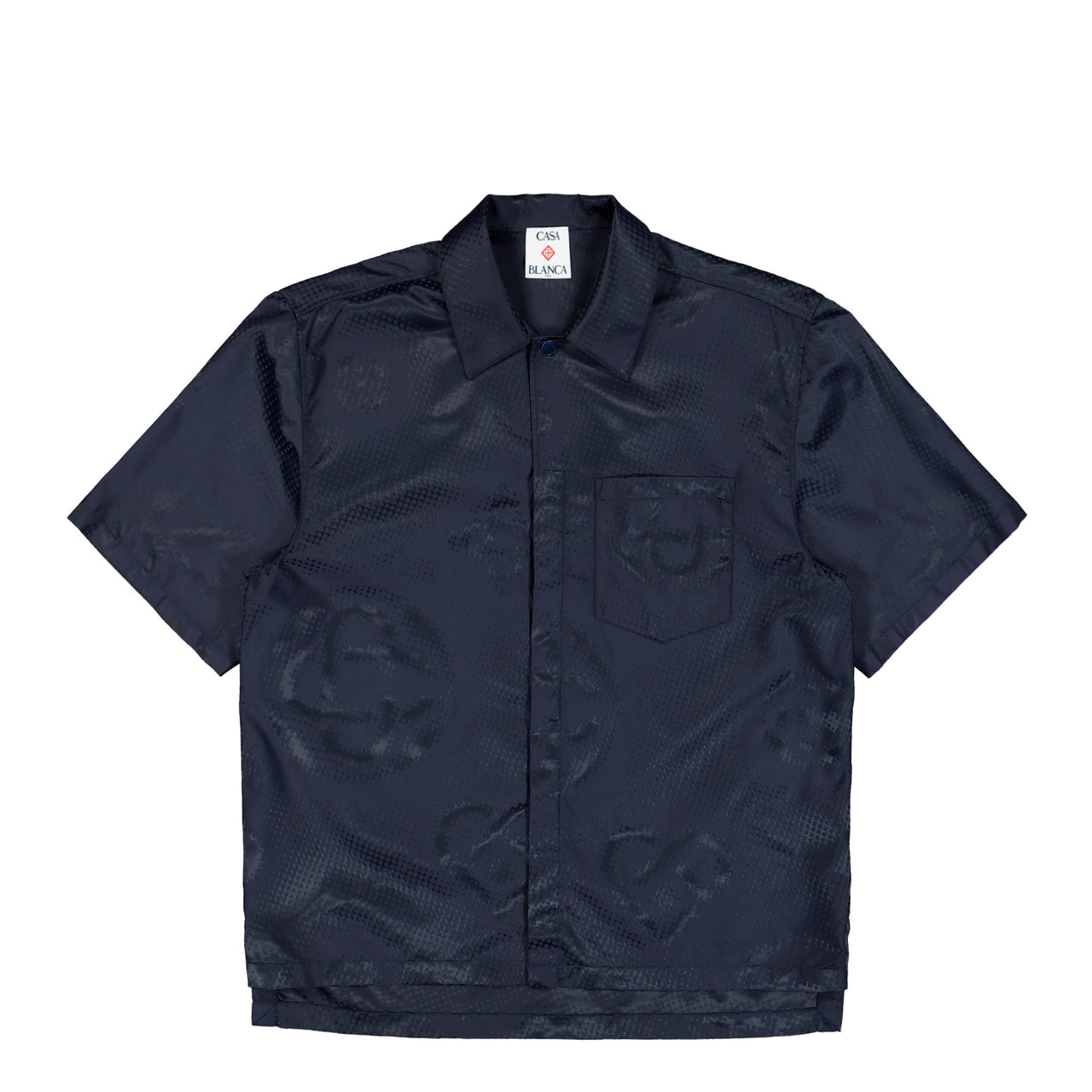Casablanca Monogram SS Shirt Half Tone Monogram / Navy Shirts M-SS26-SH-277-01 Detail View 1 | GATE