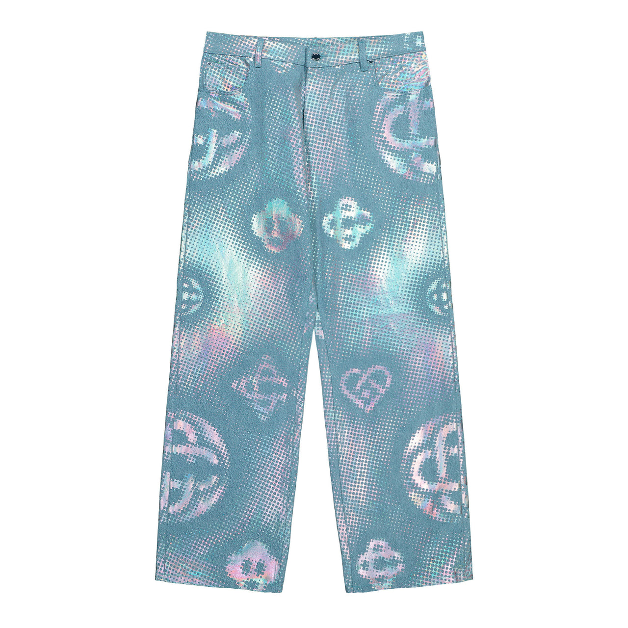 Casablanca Pearlescent Monogram Baggy Jeans Monogram Denim M-SS26-TR-424-01 Detail View 1 | GATE