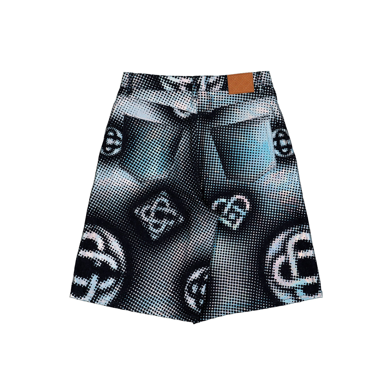 Casablanca Pearlescent Monogram Denim Shorts Indigo Monogram Shorts M-SS26-TR-425-01 Detail View 1 | GATE