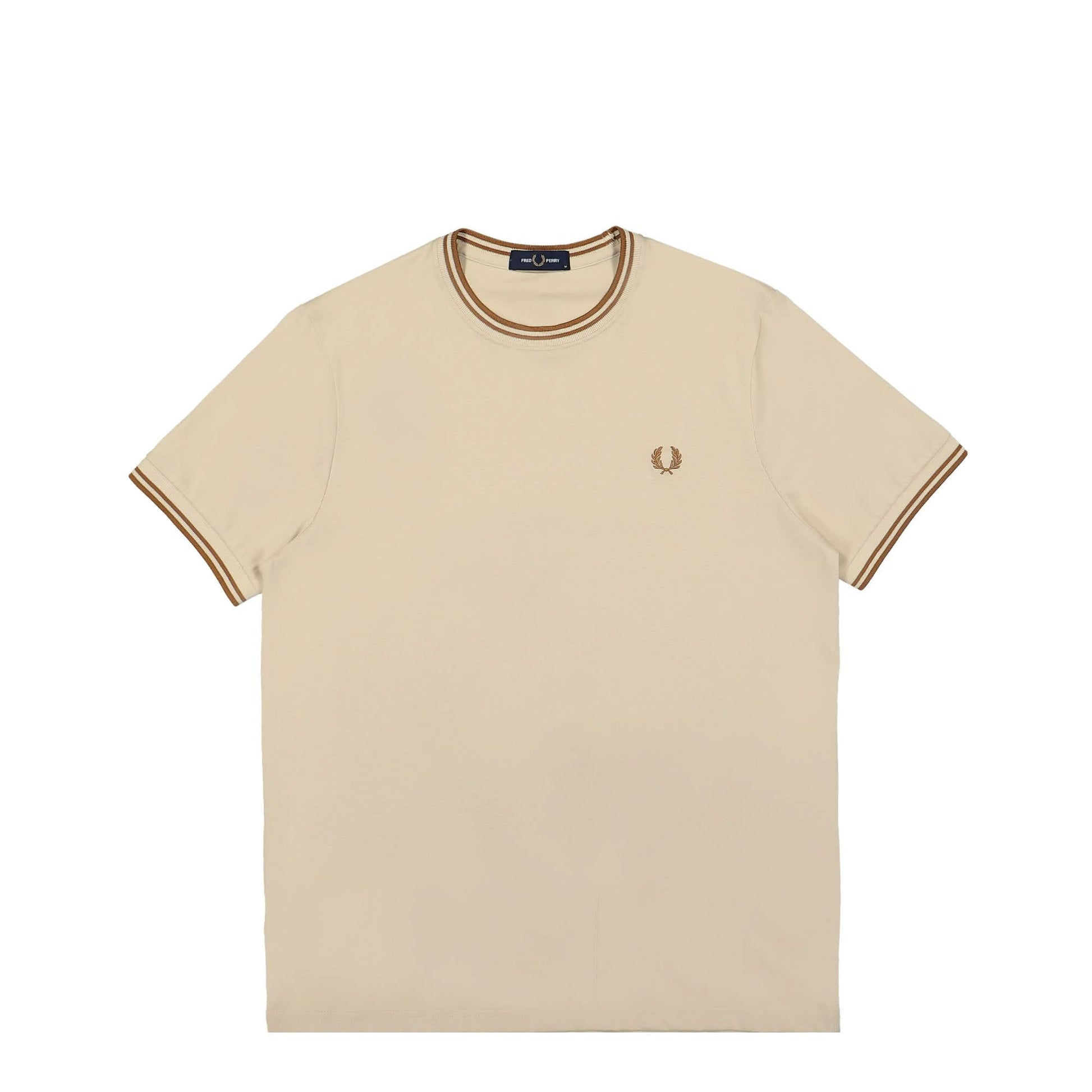 Fred Perry Twin Tipped T-Shirt Beige Detail view 1 | Gate