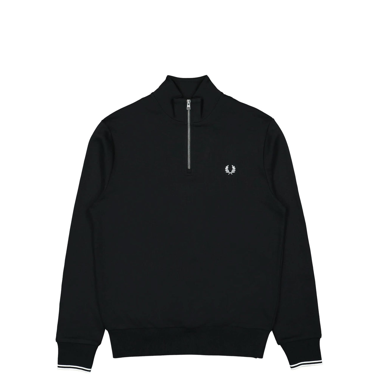 Fred Perry Half Zip Sweatshirt Black Detail view 1 | Gate
