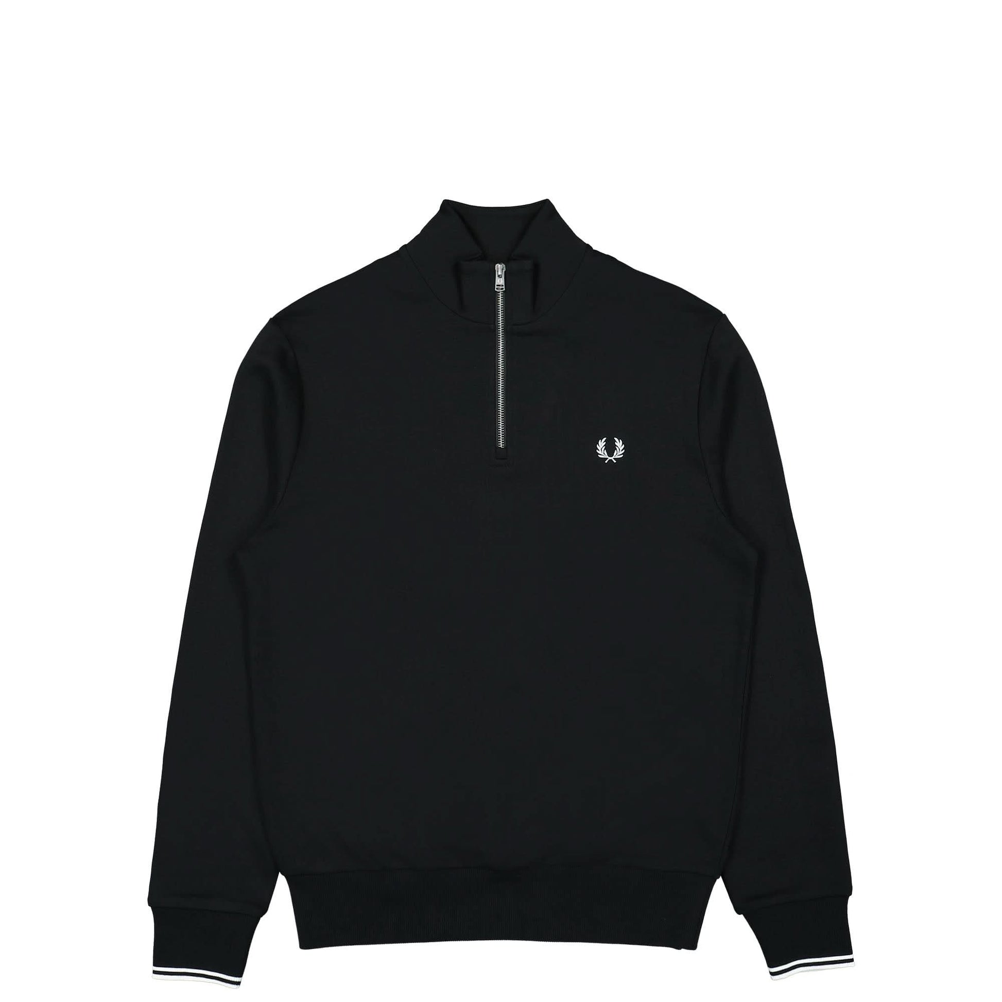 Fred Perry Half Zip Sweatshirt Black Detail view 1 | Gate