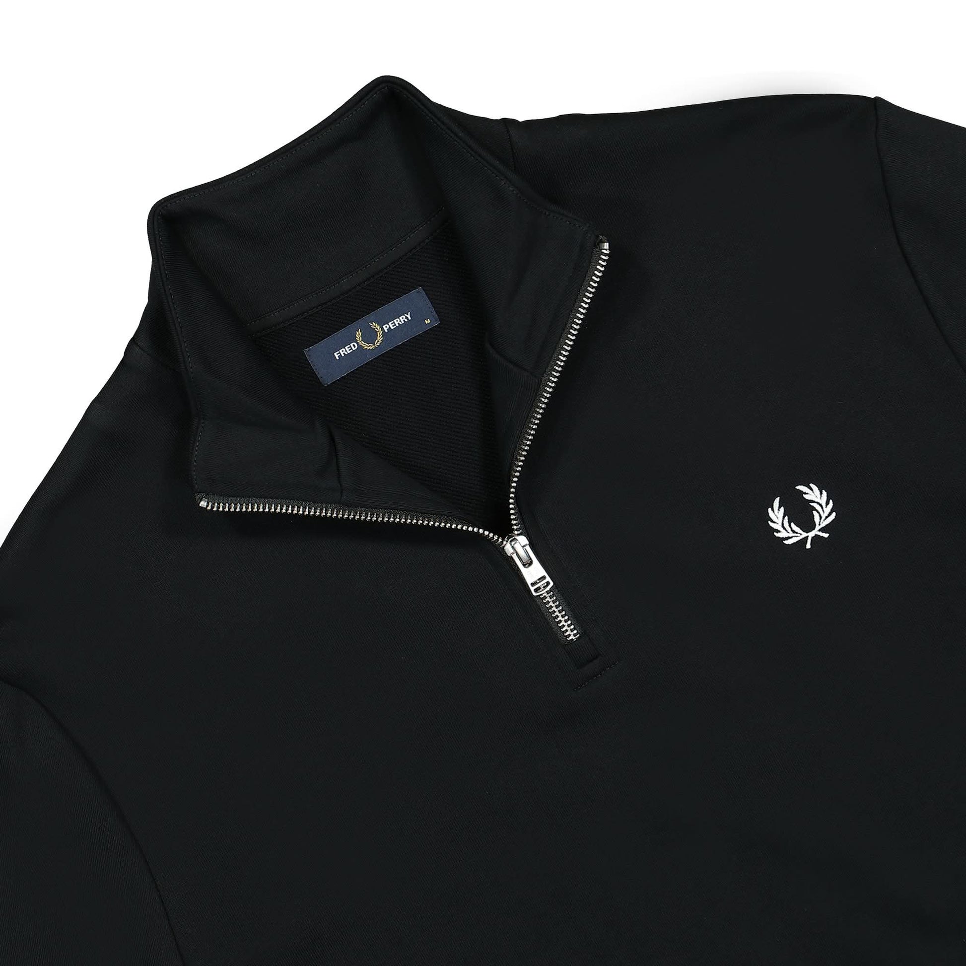 Fred Perry Half Zip Sweatshirt Black Detail view 3 | Gate