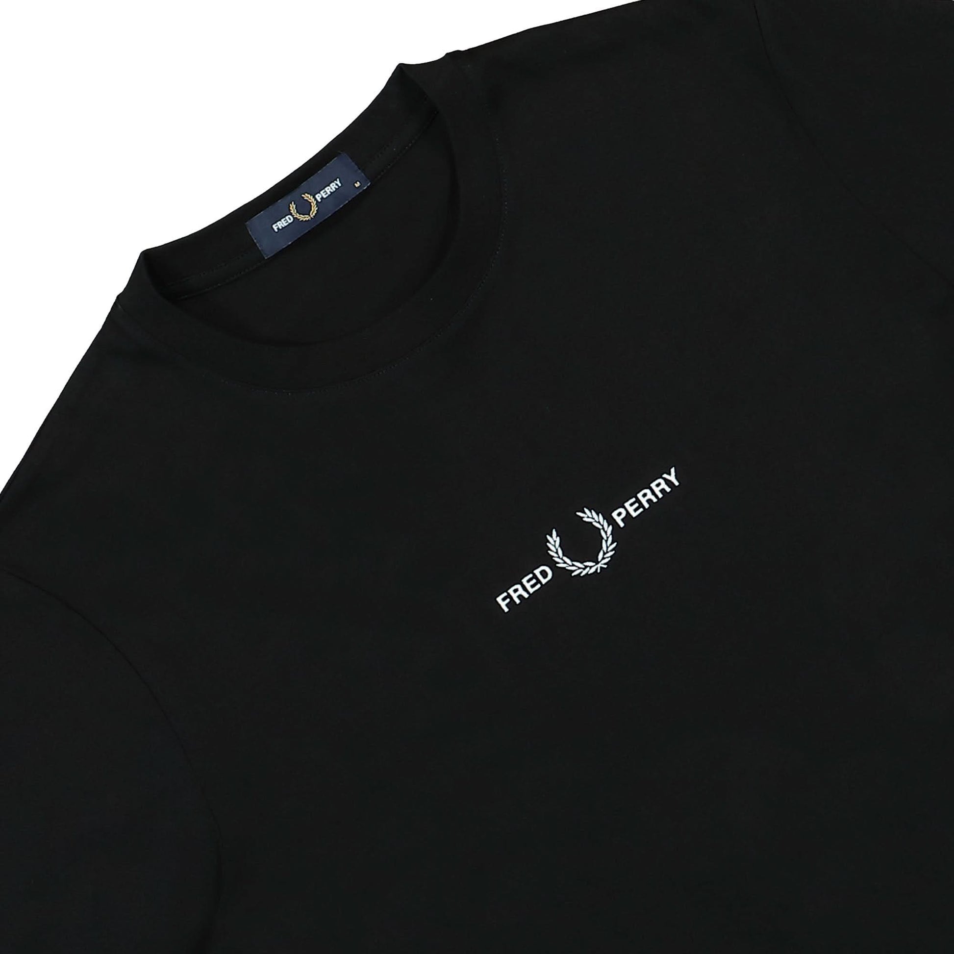 Fred Perry Embroidered T-Shirt Black Detail view 3 | Gate