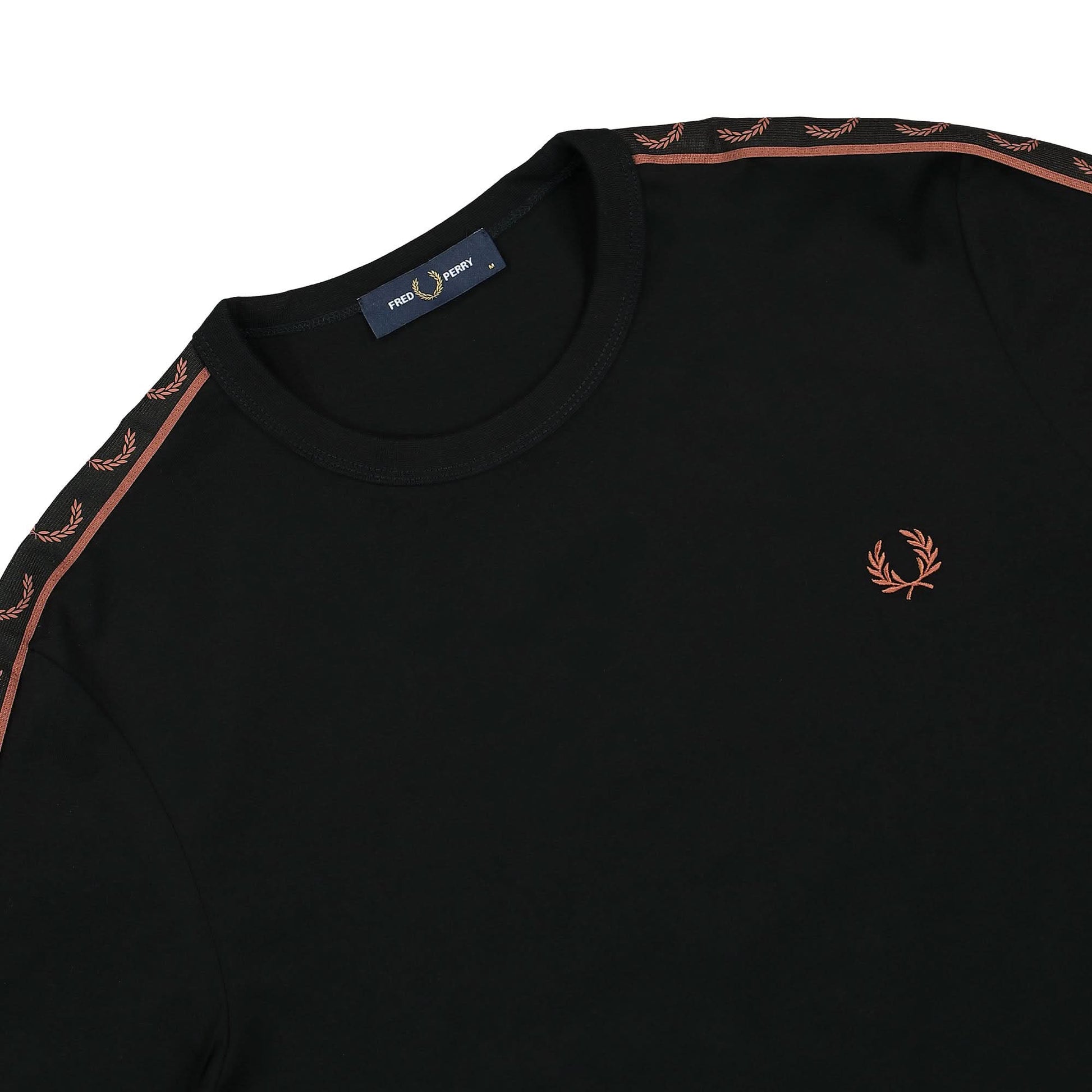 Fred Perry Contrast Tape Ringer T-Shirt Black Detail view 3 | Gate